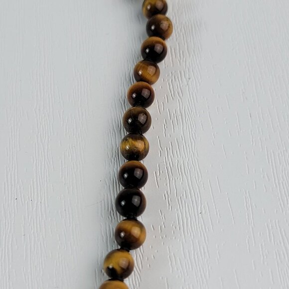 Vintage Tiger's Eye Graduated Necklace 28 Inch Gold-Tone Filigree Box Clasp - Picture 7 of 12